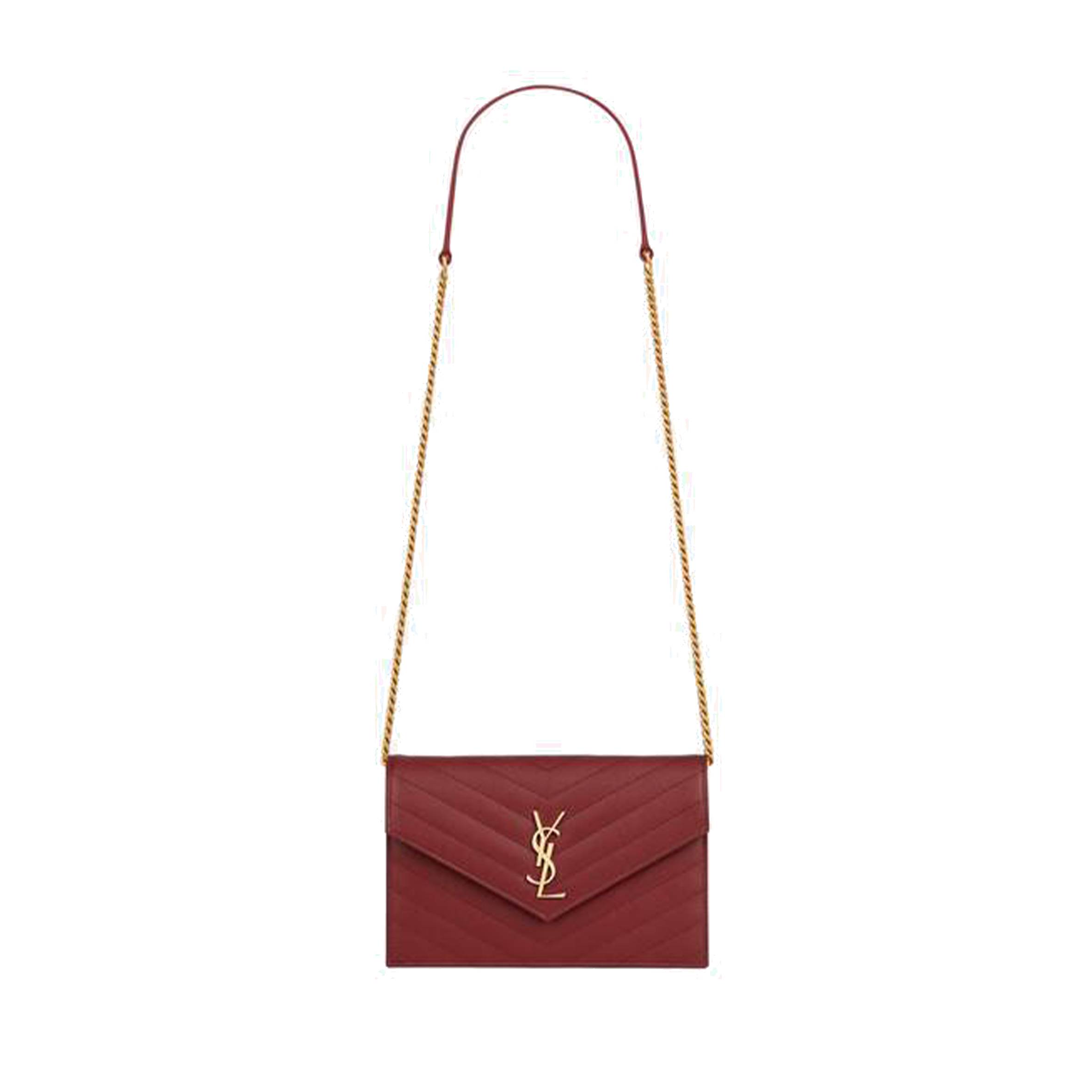 Y*L cassandre matelassÉ envelope chain wallet in grain de poudre embossed leather 695108bow016008 (19*12.5*3.5cm)