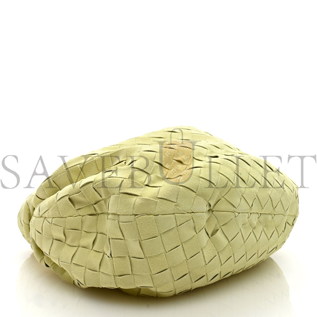 bo*te*ga Ve*ne*ta suede calfskin intrecciato teen jodie hobo lemon wash (38*25*8cm)