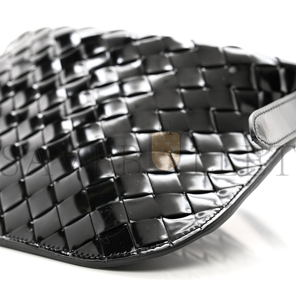 bo*te*ga Ve*ne*ta patent intrecciato shoulder bag black (31*20*3cm)