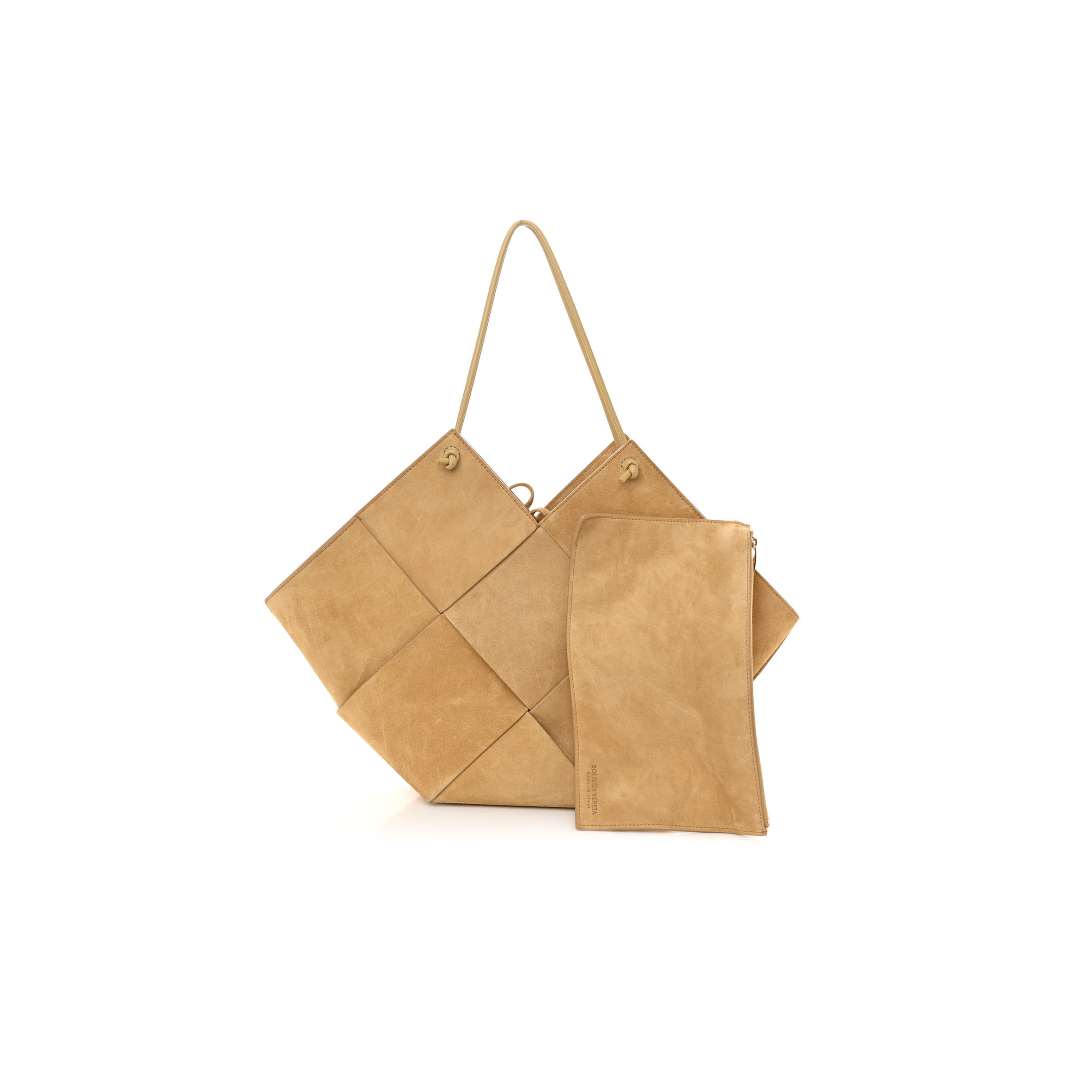 bo*te*ga Ve*ne*ta suede maxi intrecciato tote cane sugar tapioca 1428173 (32*17*9cm)
