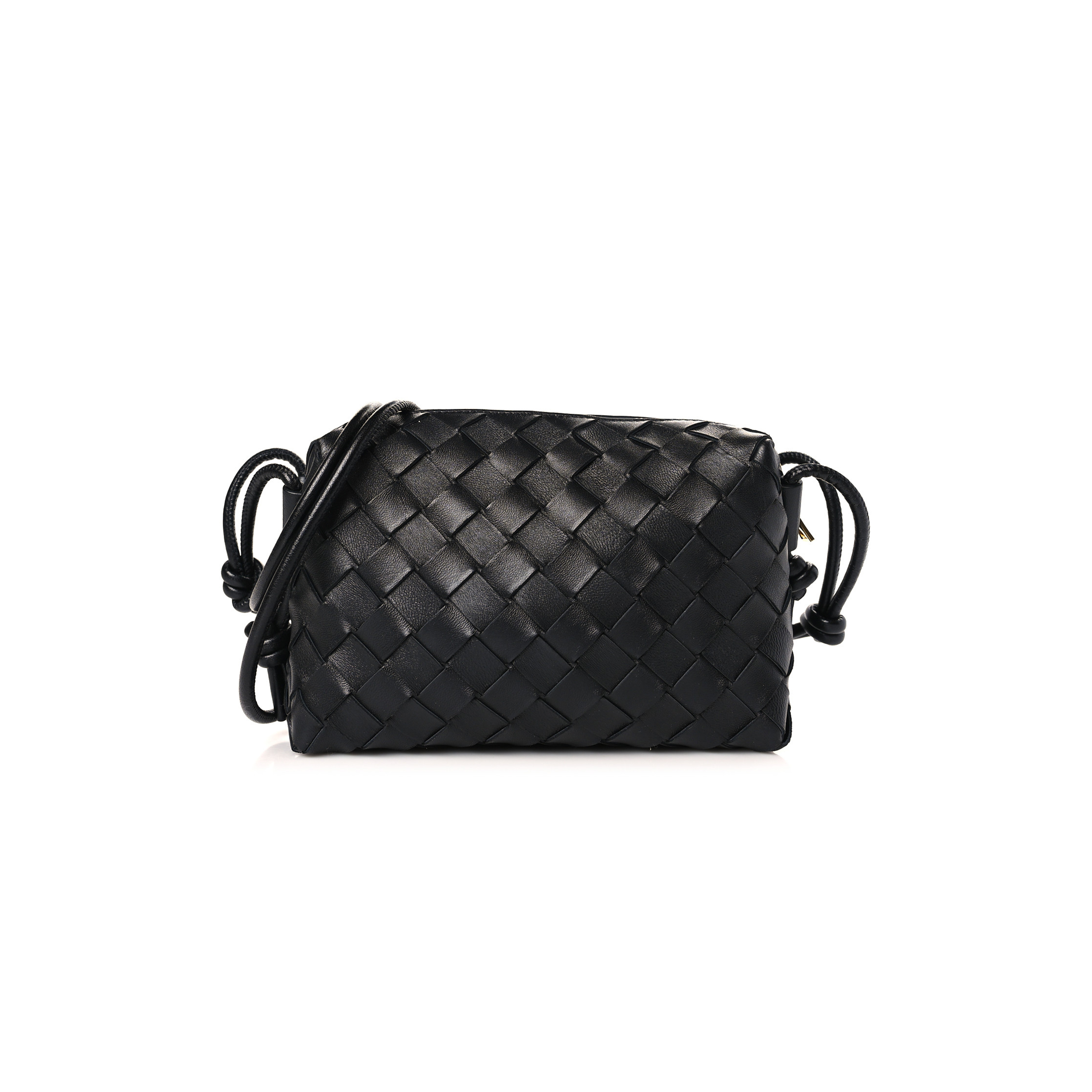 bo*te*ga Ve*ne*ta nappa intrecciato mini loop camera bag black 133093 (17*11*6cm)