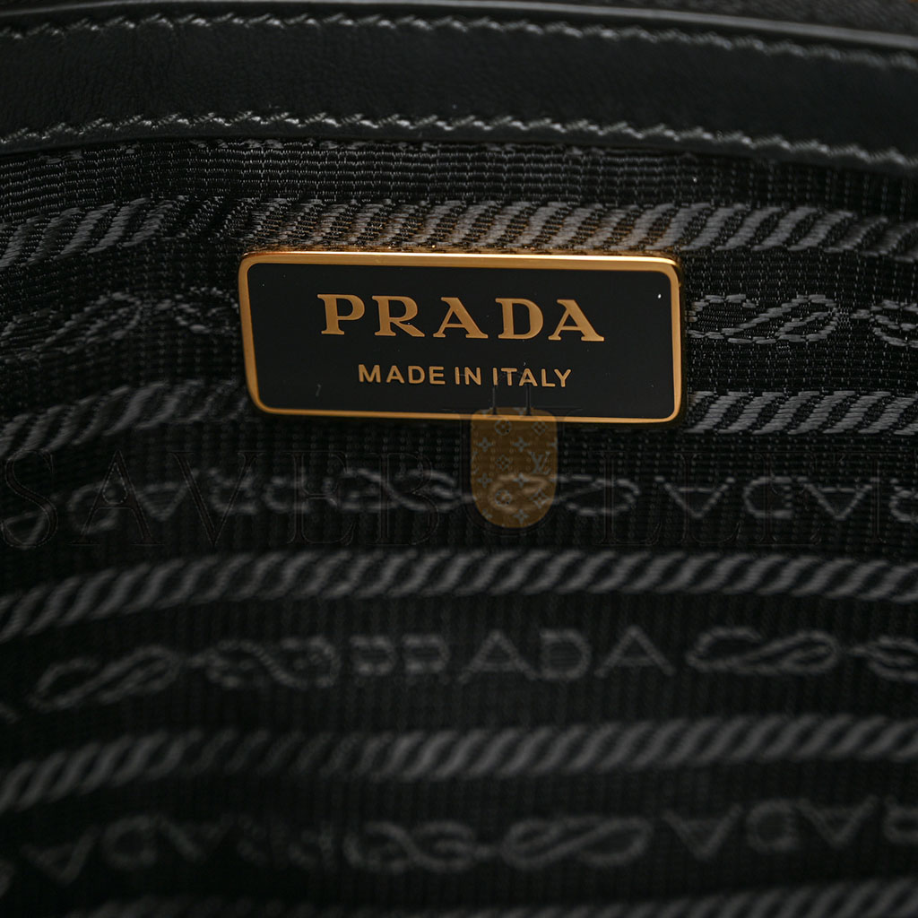 Pra*a jacquard saffiano triangolo symbole embroidered large tote black corda (39*31*10cm)