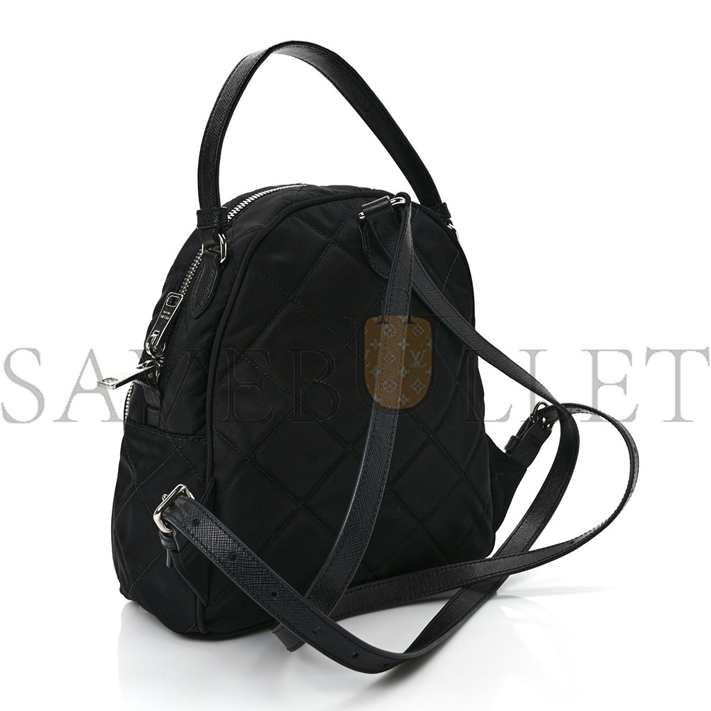 Pra*a nylon tessuto impuntu quilted backpack black (23*23*11cm)
