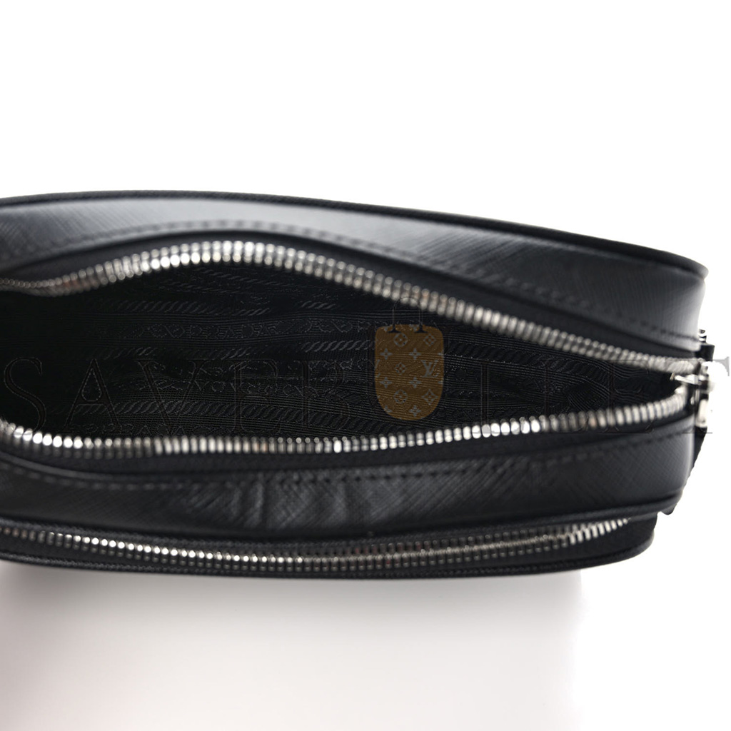 Pra*a saffiano shoulder bag black (20*14*8cm)