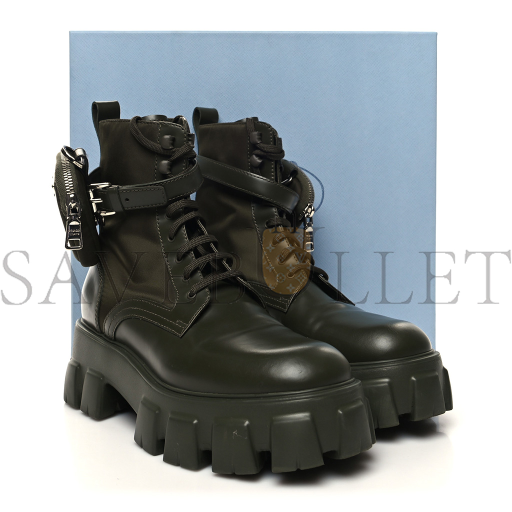 Pra*a spazzolato rois re-nylon metal triangle logo monolith pouch pocket 55mm boots 40.5 militare