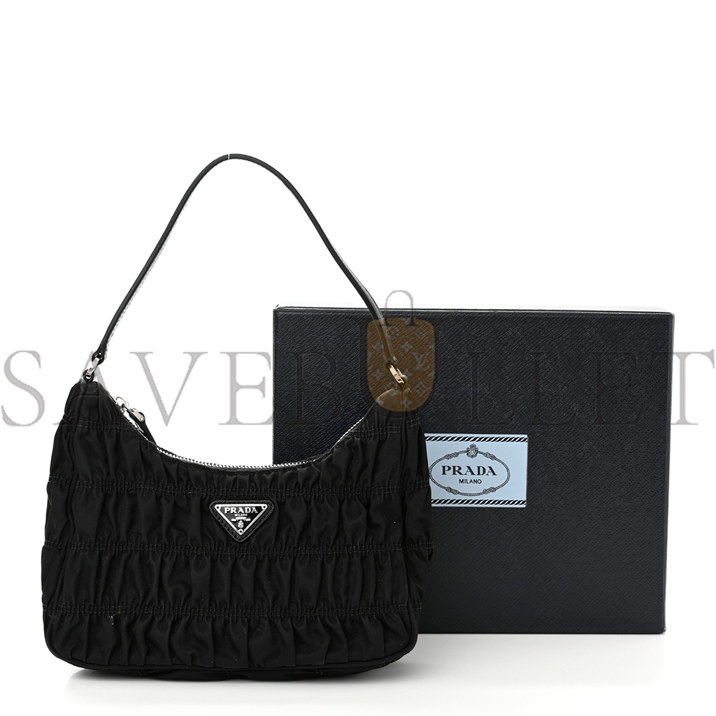 Pra*a tessuto nylon gaufre shoulder bag black (20*17*6cm)