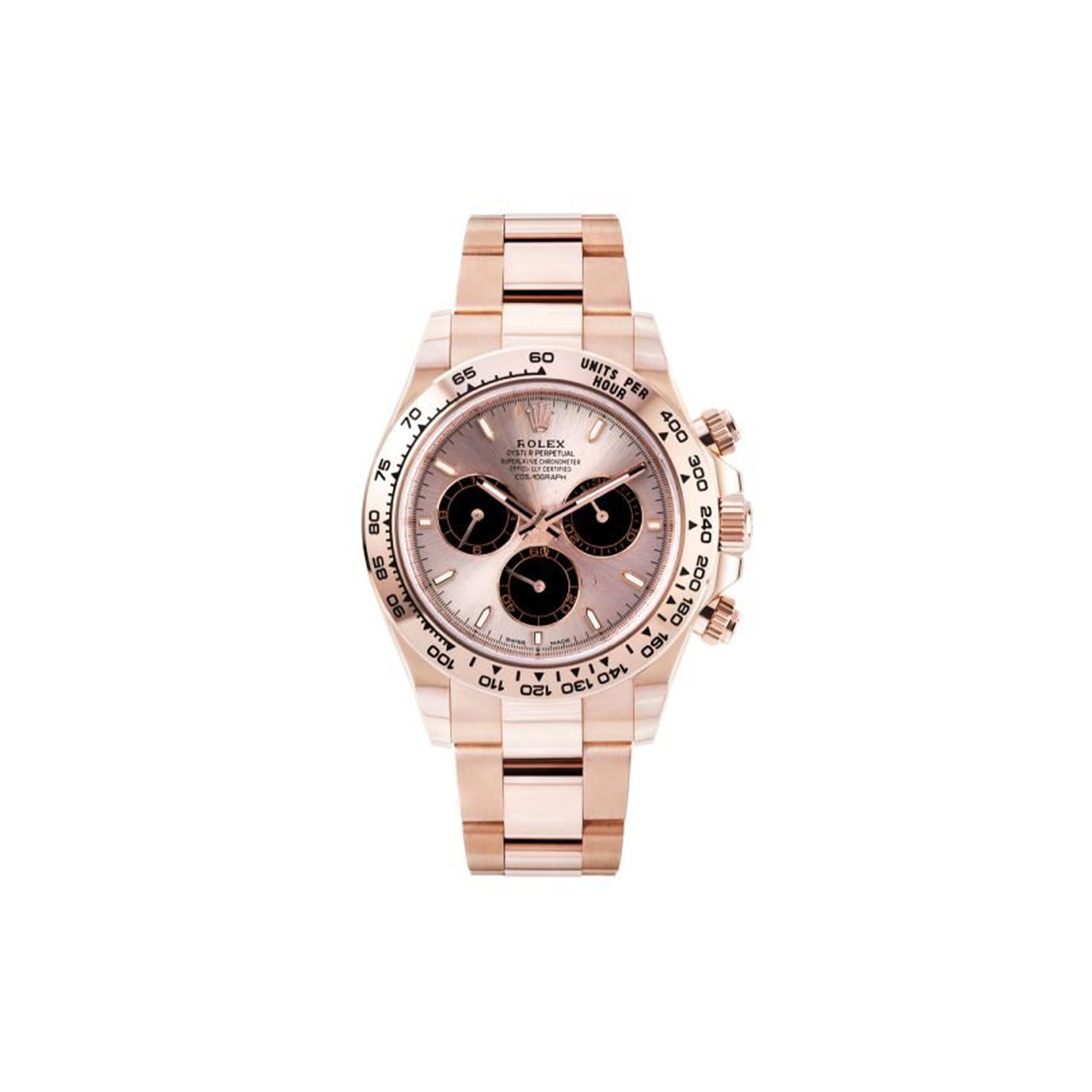 R*l*x daytona 18k rose gold, sundust index dial, 40 mm watch 126505-0003