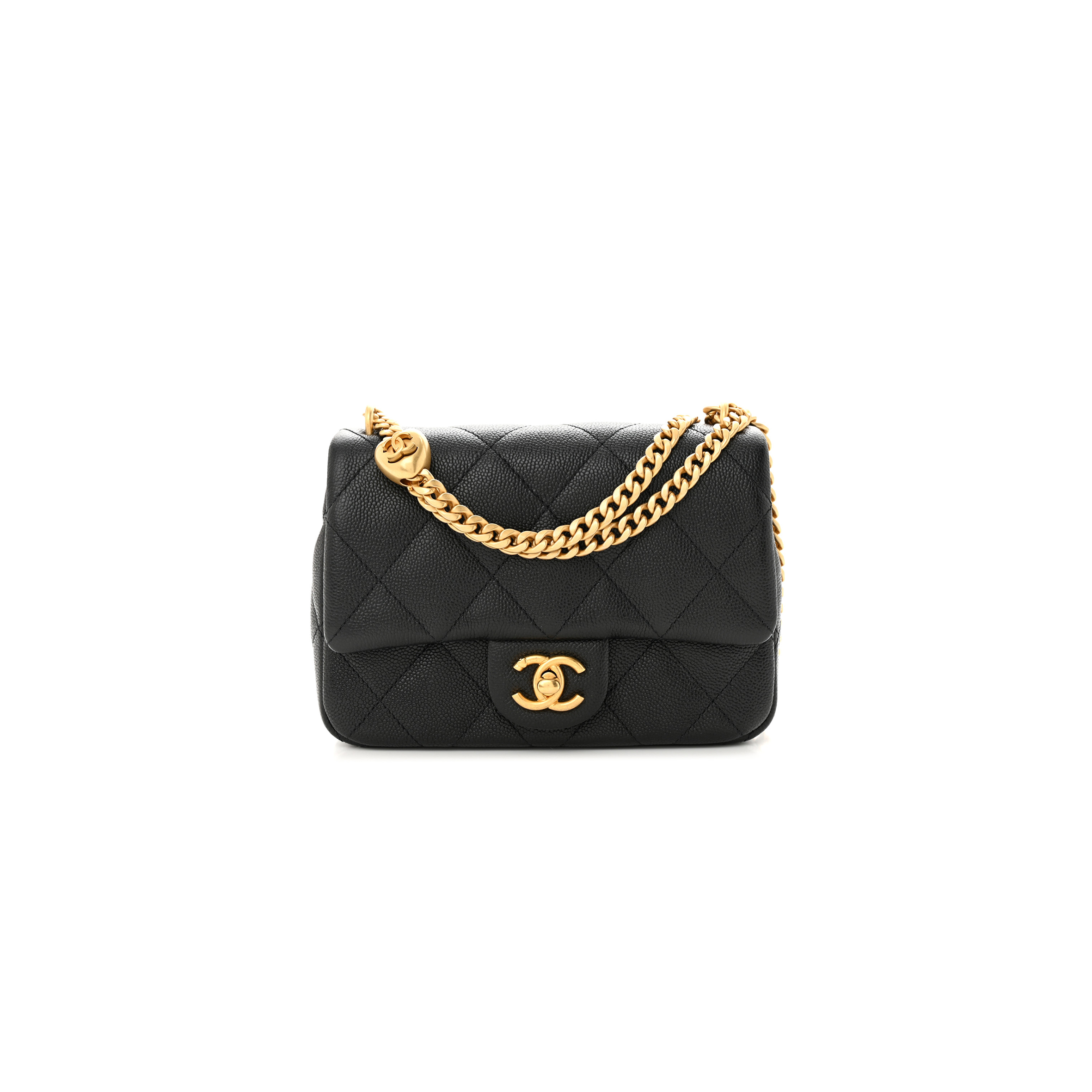 Ch*el caviar quilted mini sweetheart flap black (20*14*8cm)