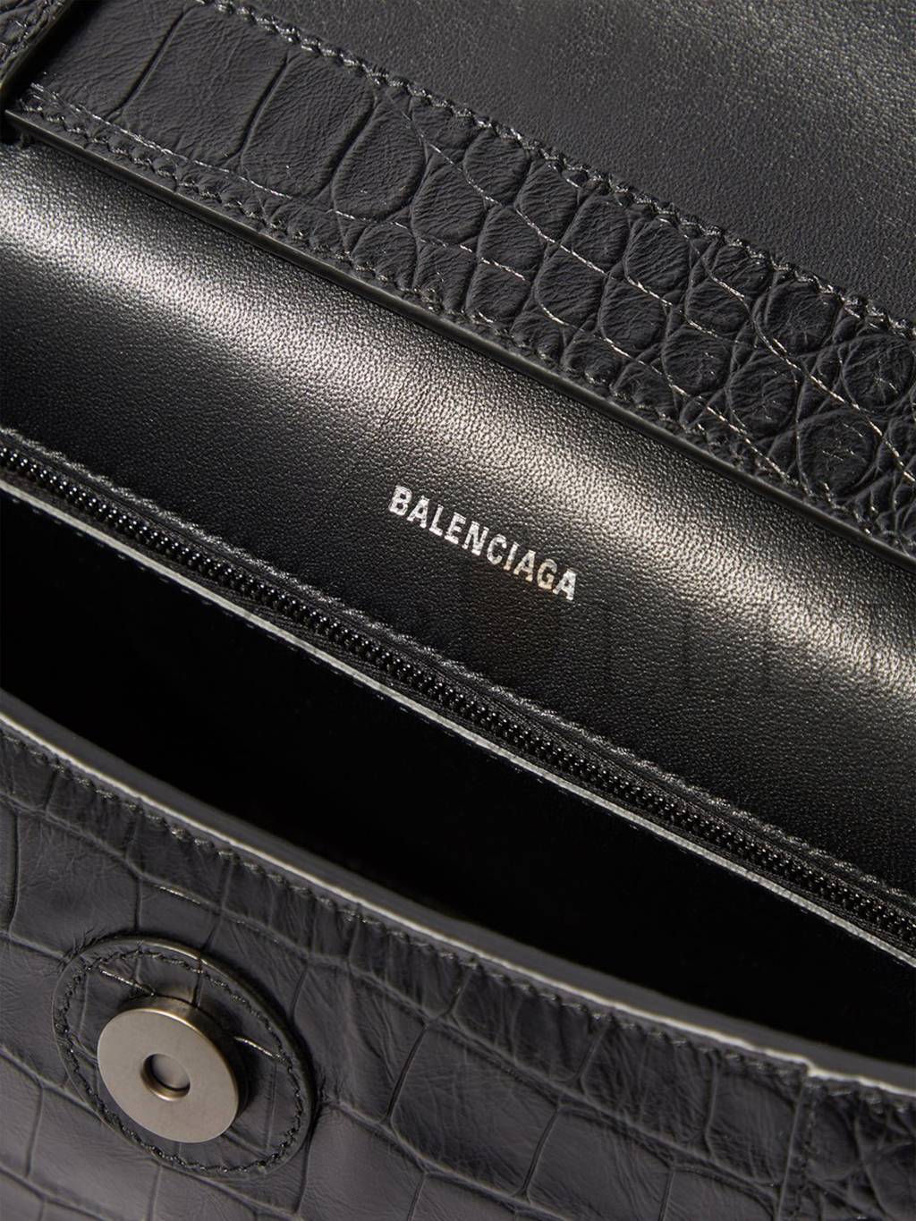 Ba*len*cia*ga black downtown crocodile-effect leather shoulder bag matchesfashion us (29*18*11cm)