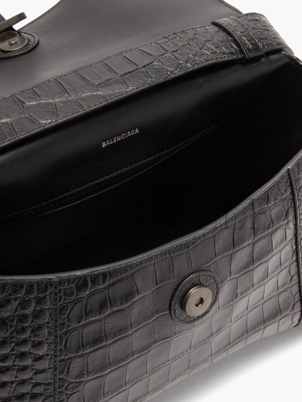 Ba*len*cia*ga black downtown crocodile-effect cross-body bag matchesfashion us (32*19*4.5cm)