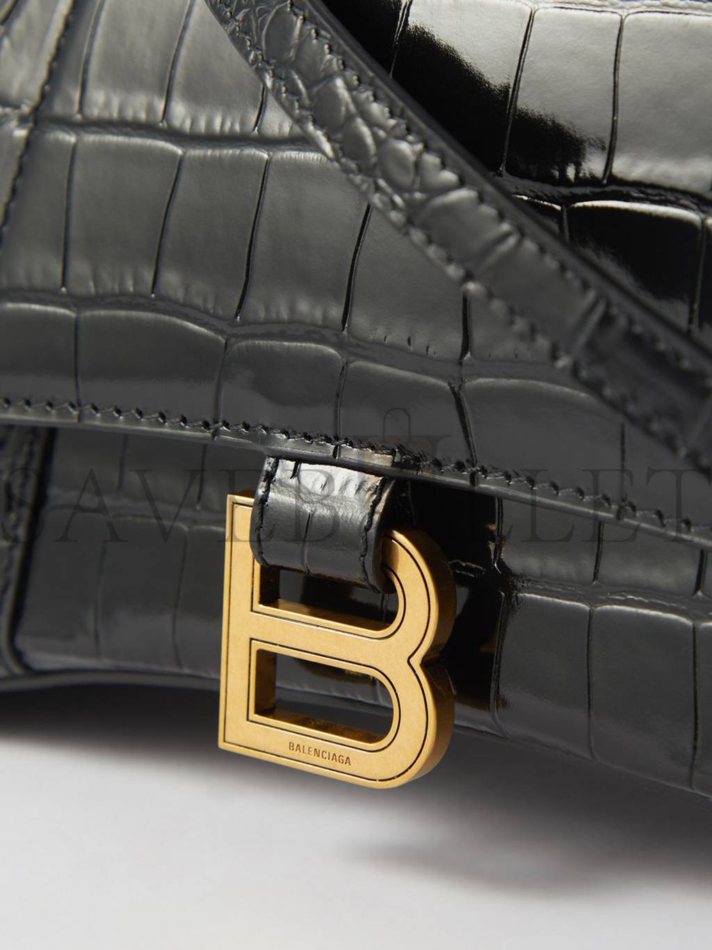 Ba*len*cia*ga black hourglass s crocodile-effect leather bag matchesfashion us (22.8*15.2*9cm)