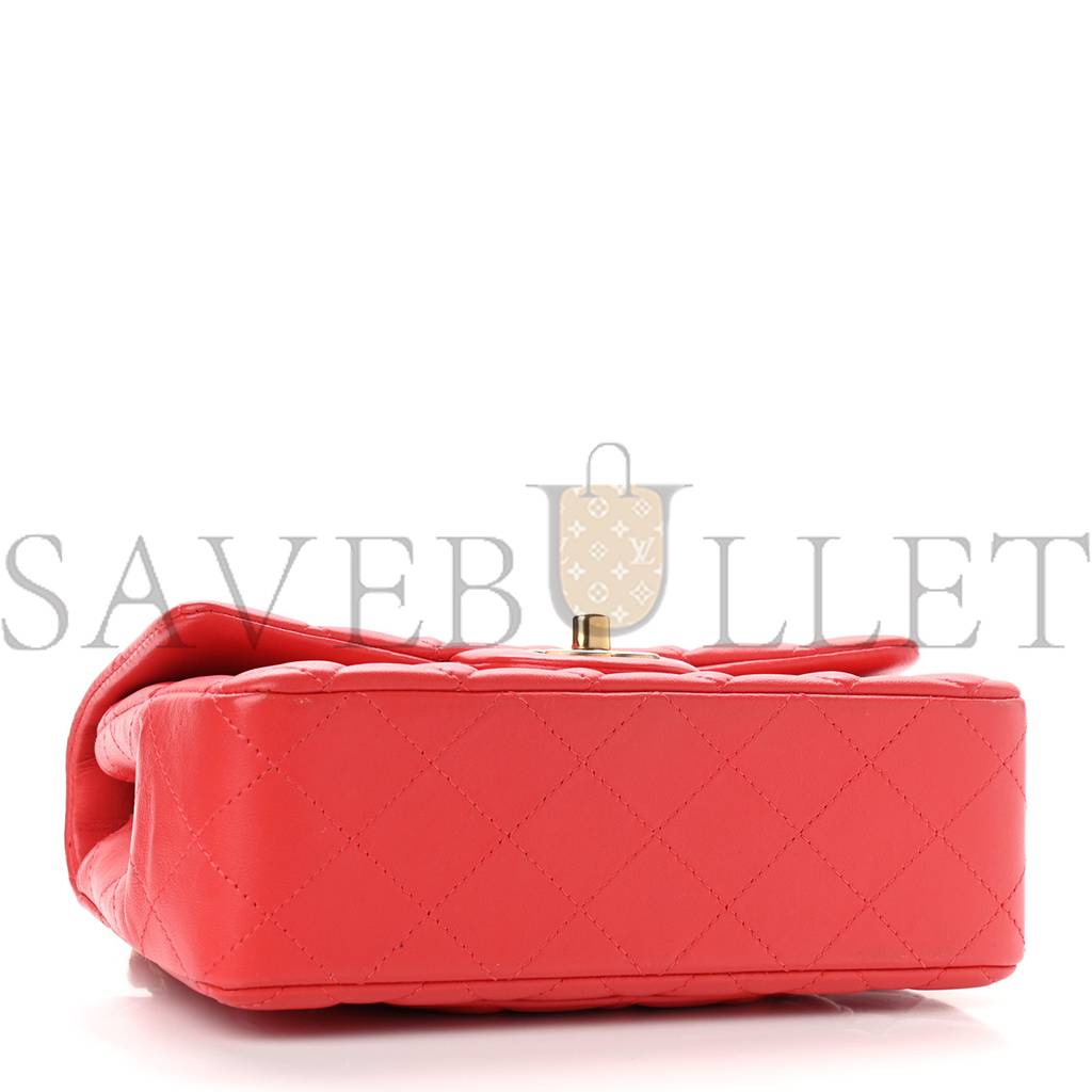 Ch*el lambskin quilted mini rectangular flap red (20*12*6cm)