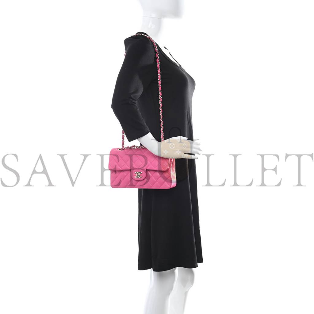 Ch*el caviar quilted small double flap pink gold hardware (22*15*6cm)