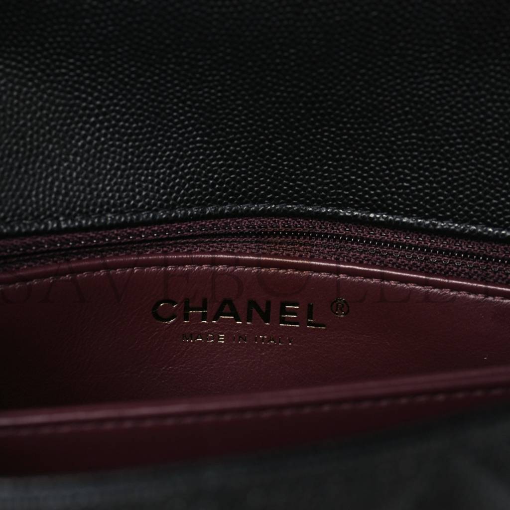 Ch*el caviar quilted mini coco handle flap black gold hardware (23*14*10cm)