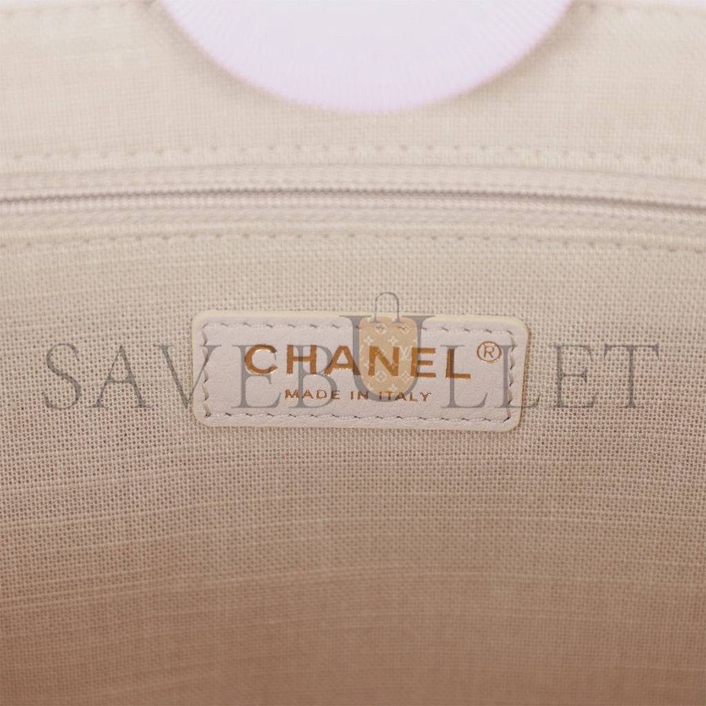 Ch*el small deauville shopping bag pink boucle light gold hardware (34*27*15cm)