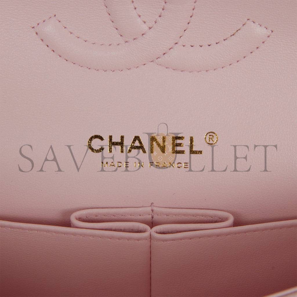 Ch*el medium classic double flap bag light pink caviar light gold hardware (25.5*15.2*7cm)