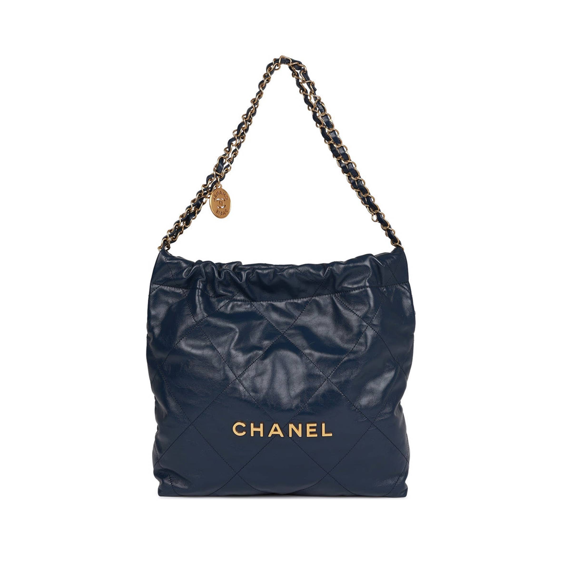 Ch*el large 22 bag navy lambskin antique gold hardware (46*45*10cm)
