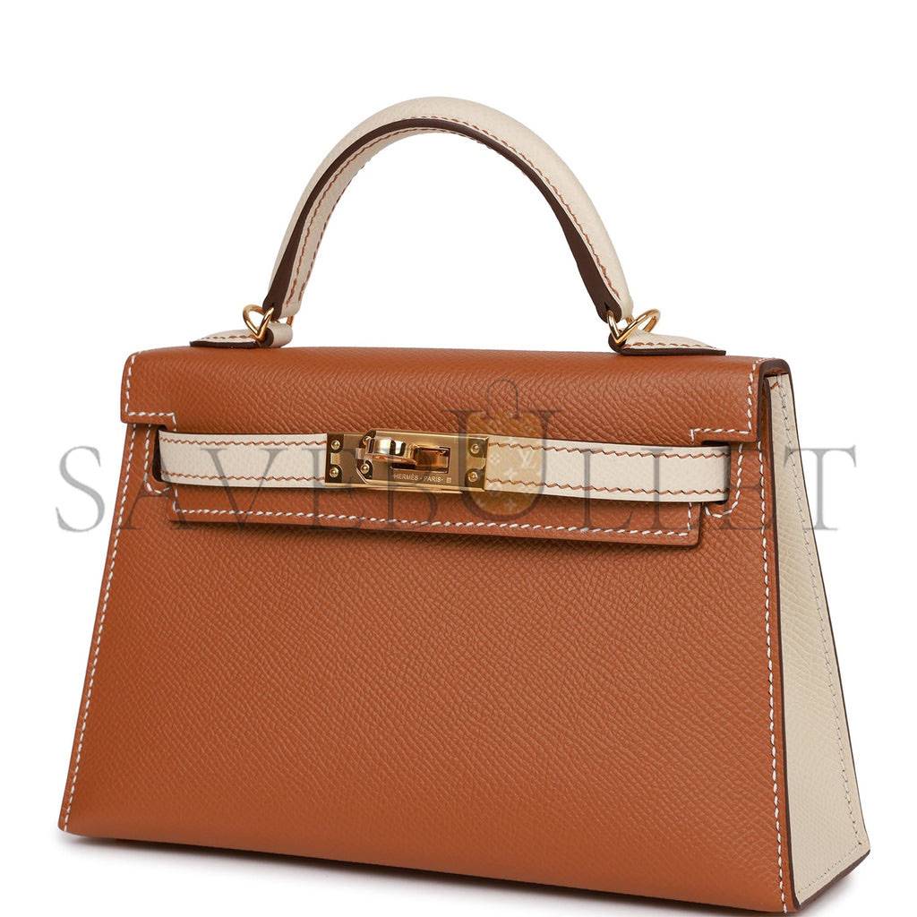 H**mes special order (hss) kelly mini sellier 20 gold and craie epsom gold hardware (19*12*5.5cm)