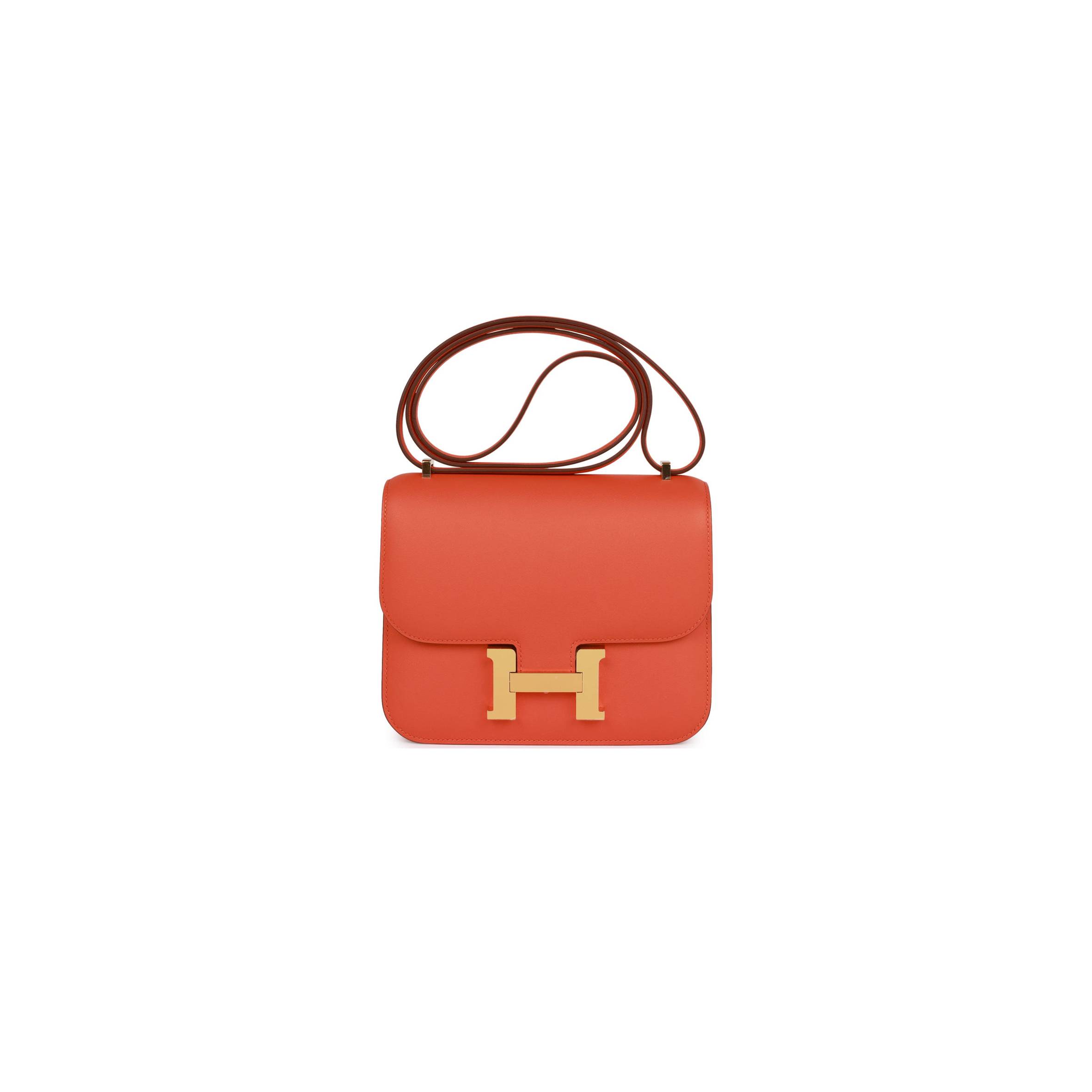 H**mes constance 18 orange swift gold hardware 39867983593566 (18cm)