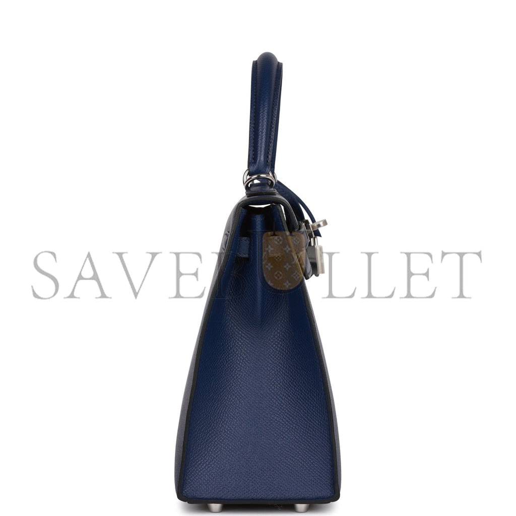 H**mes kelly sellier 25 bleu saphir epsom palladium hardware (25*17*7cm)
