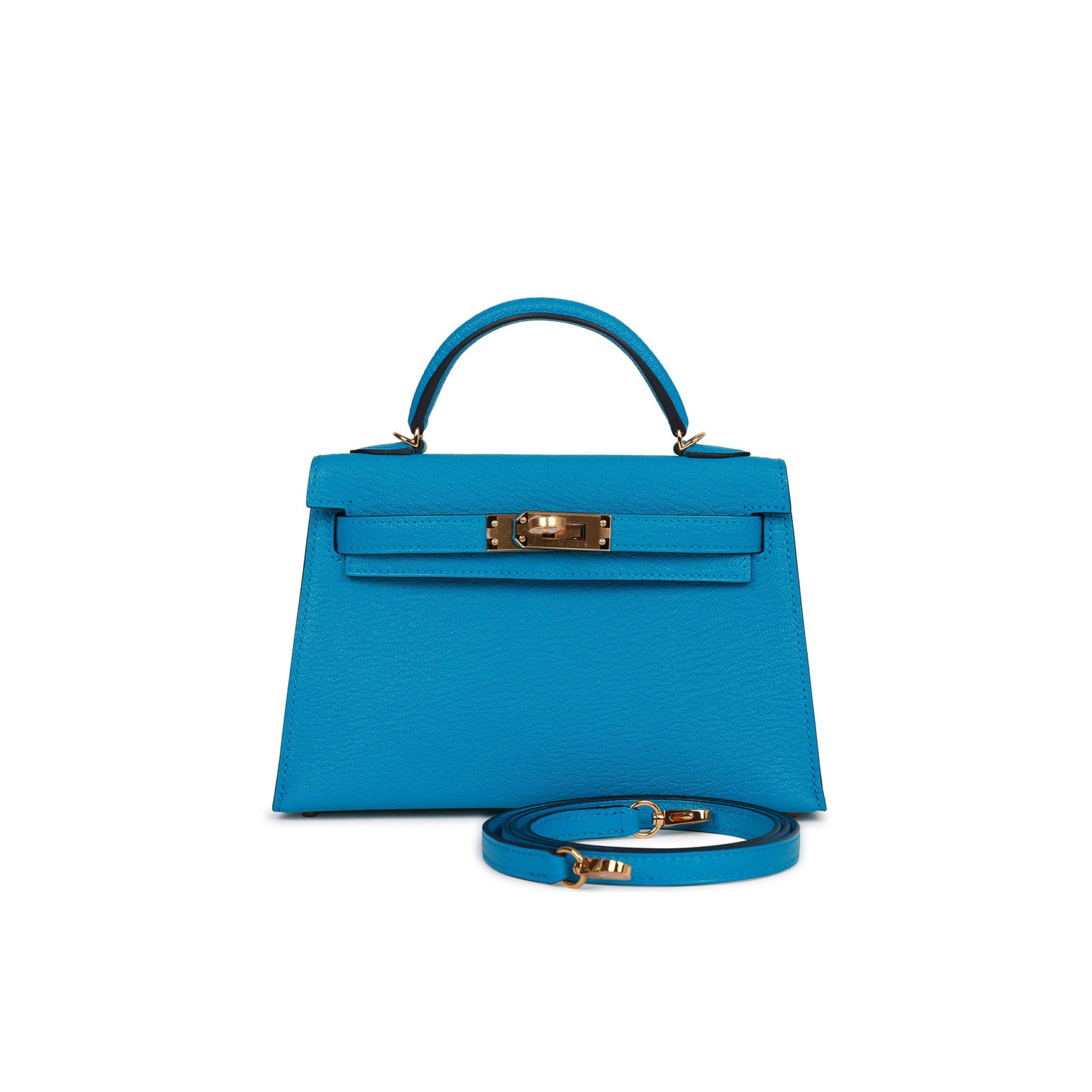H**mes mini kelly sellier 20 bleu frida chevre gold hardware (19*12*5.5cm)