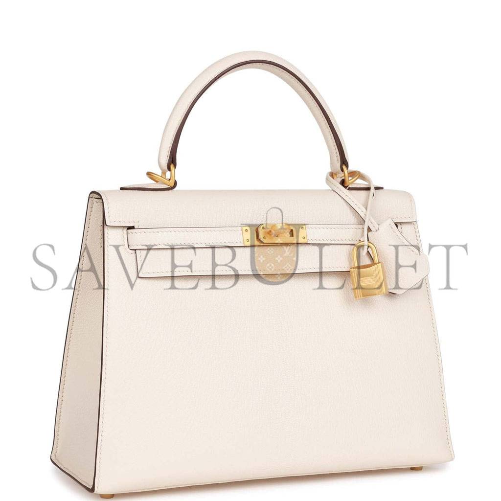 H**mes special order (hss) kelly sellier 25 nata verso epsom brushed gold hardware handmade (25*17*7cm)