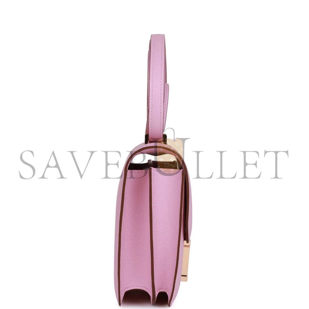 H**mes constance 18 mauve sylvestre epsom rose gold hardware (18cm)