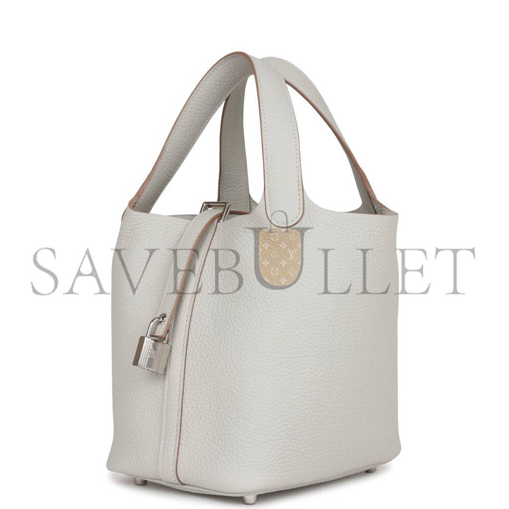 H**mes picotin lock 18 gris perle clemence palladium hardware (18*13*18cm)