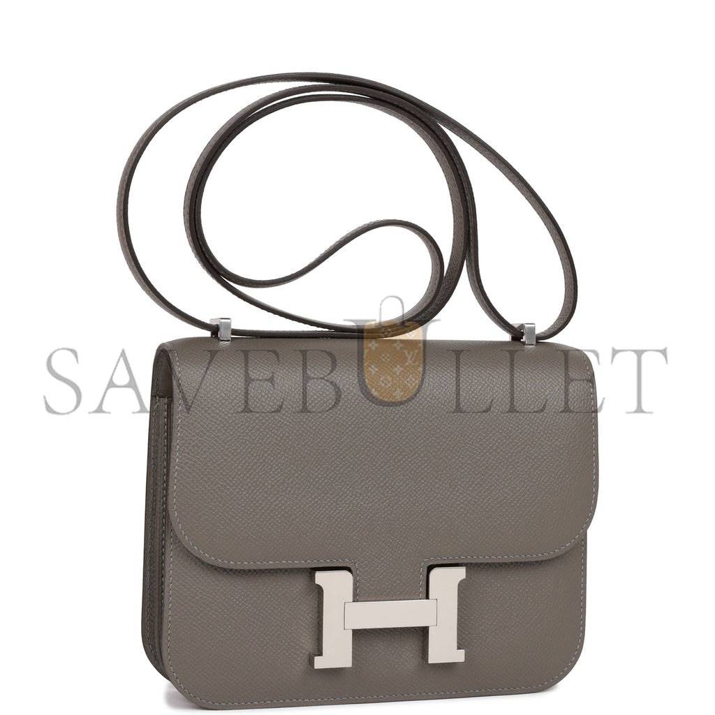 H**mes constance 18 gris meyer epsom palladium hardware (18cm)