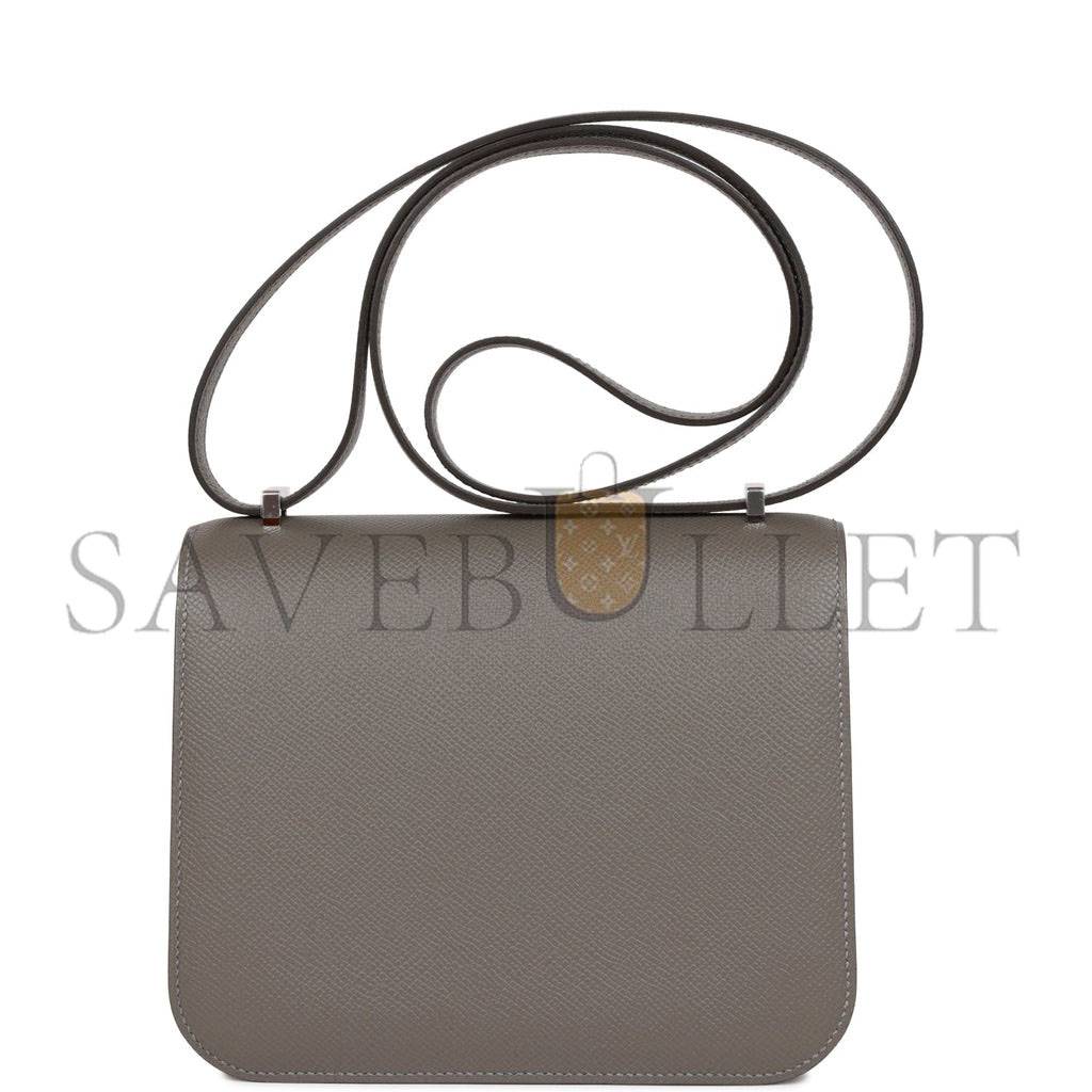 H**mes constance 18 gris meyer epsom palladium hardware (18cm)
