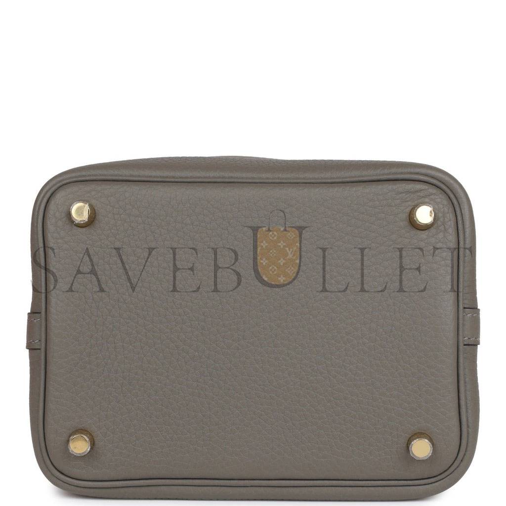 H**mes picotin lock 18 gris meyer clemence gold hardware (18*13*18cm)
