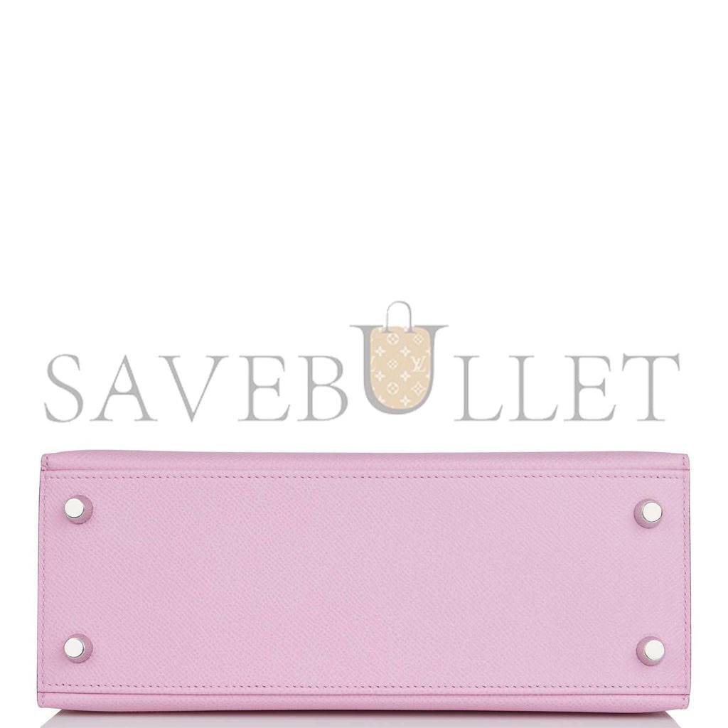 H**mes kelly sellier 25 mauve sylvestre epsom palladium hardware (25*17*7cm)