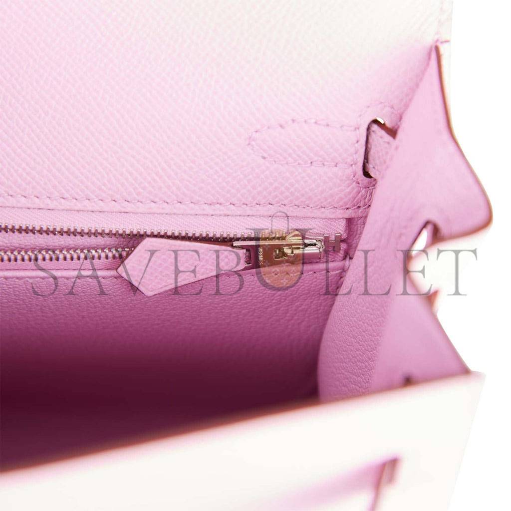 H**mes kelly sellier 25 mauve sylvestre epsom palladium hardware (25*17*7cm)