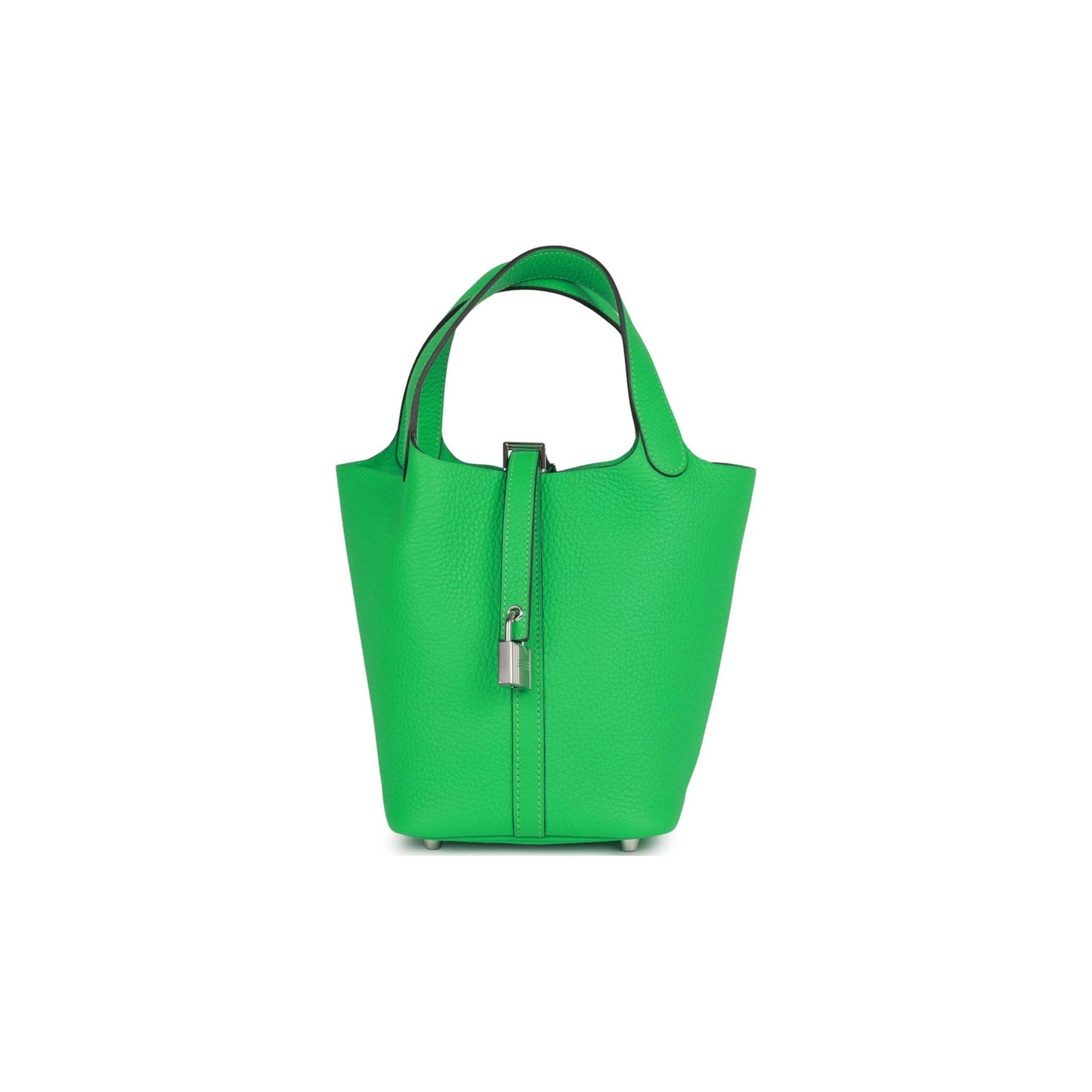 H**mes picotin lock 18 vert comics clemence palladium hardware (18*13*18cm)