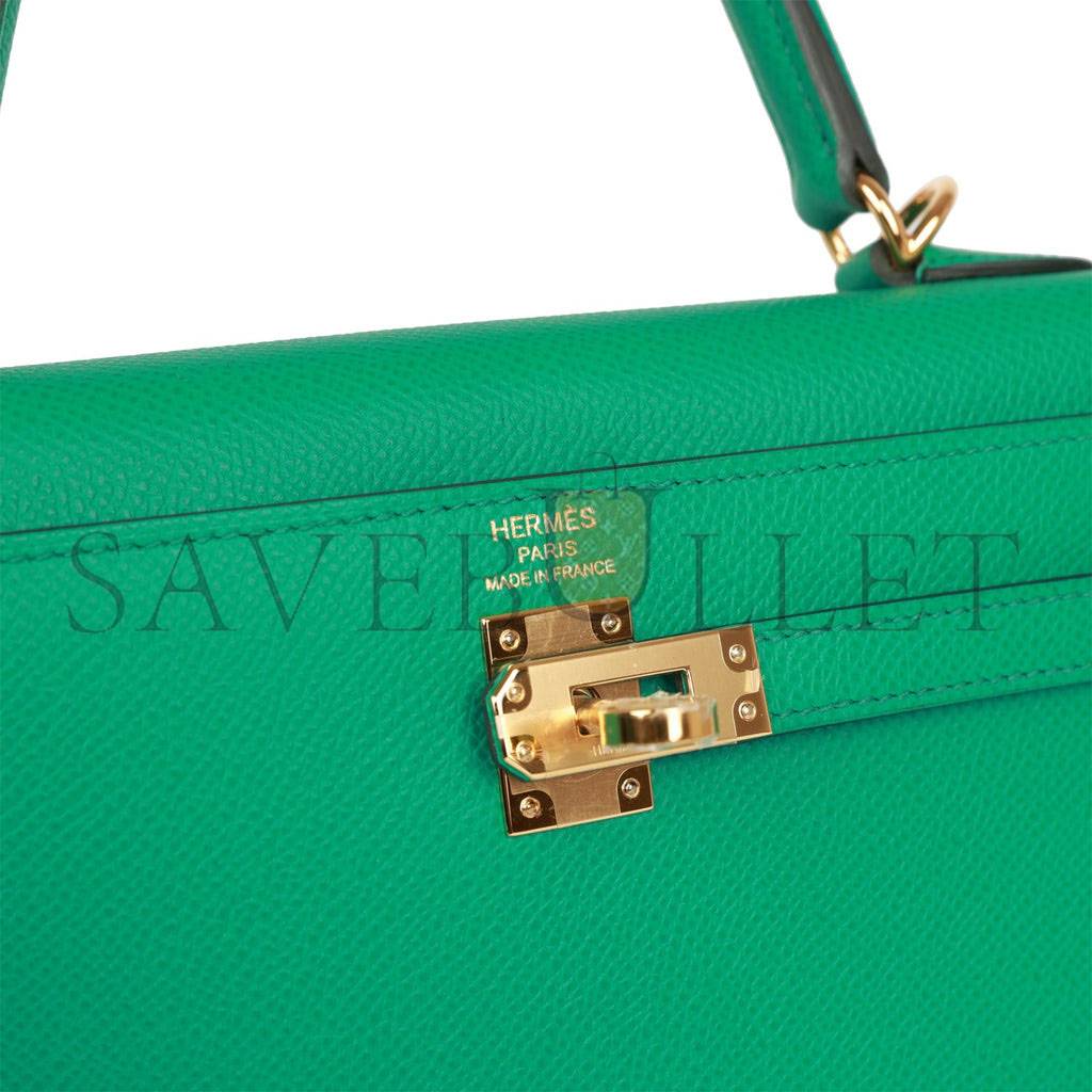 H**mes kelly sellier 25 vert jade epsom gold hardware handmade (25*17*7cm)