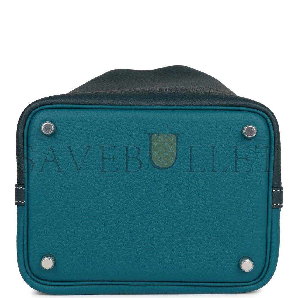 H**mes picotin lock 18 casaque vert cypress and vert bosphore palladium hardware(18*13*18cm)