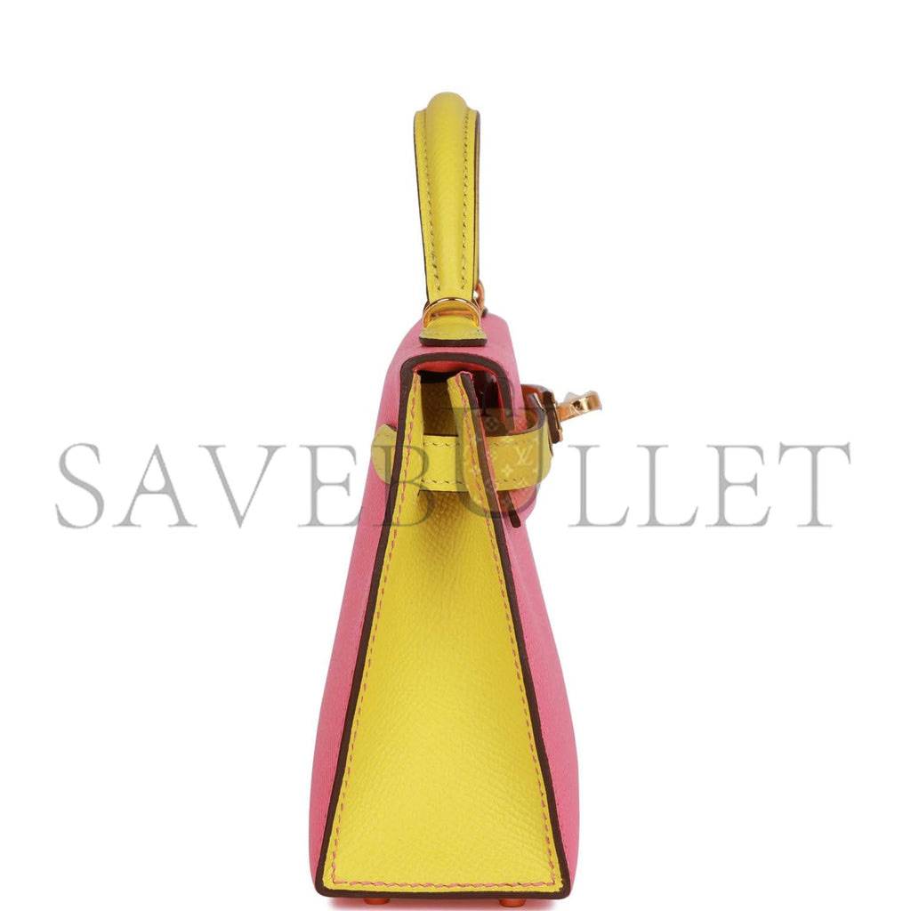 H**mes special order (hss) kelly mini sellier 20 rose azalee and lime epsom gold hardware (19*12*5.5cm)