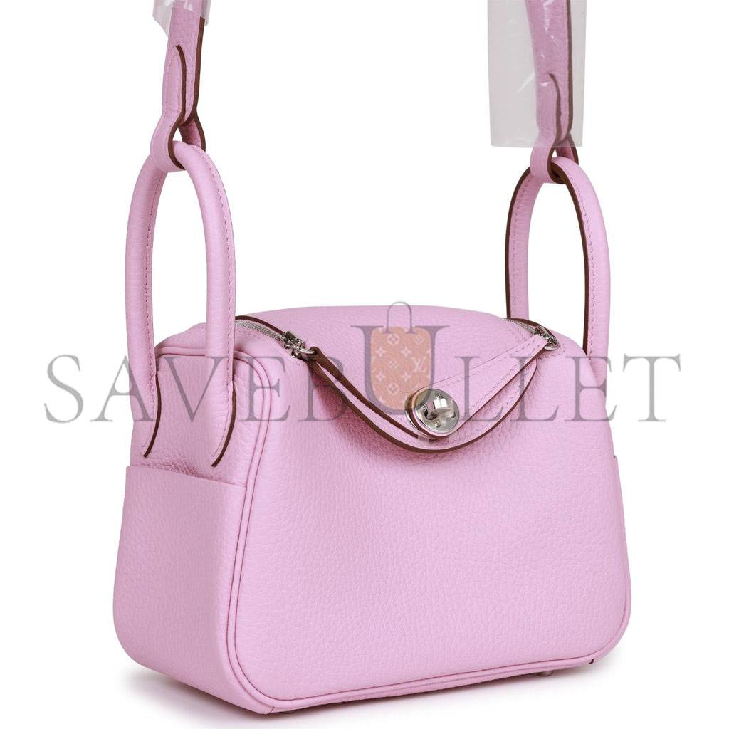 H**mes mini lindy mauve sylvestre clemence palladium hardware (19*12.5*9)