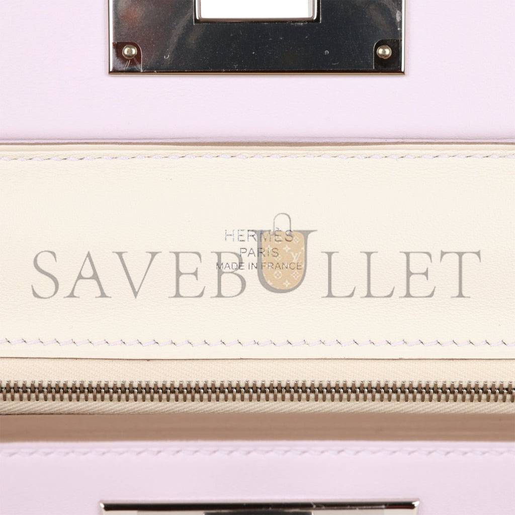 H**mes mini 2424 bag mauve pale verso evercolor and swift palladium hardware (23*17*11cm)