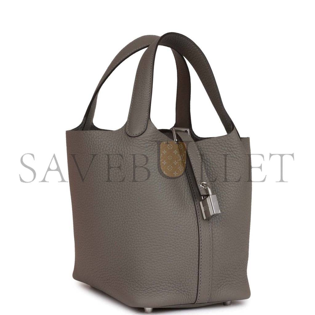 H**mes picotin lock 18 gris meyer clemence palladium hardware (18*13*18cm)