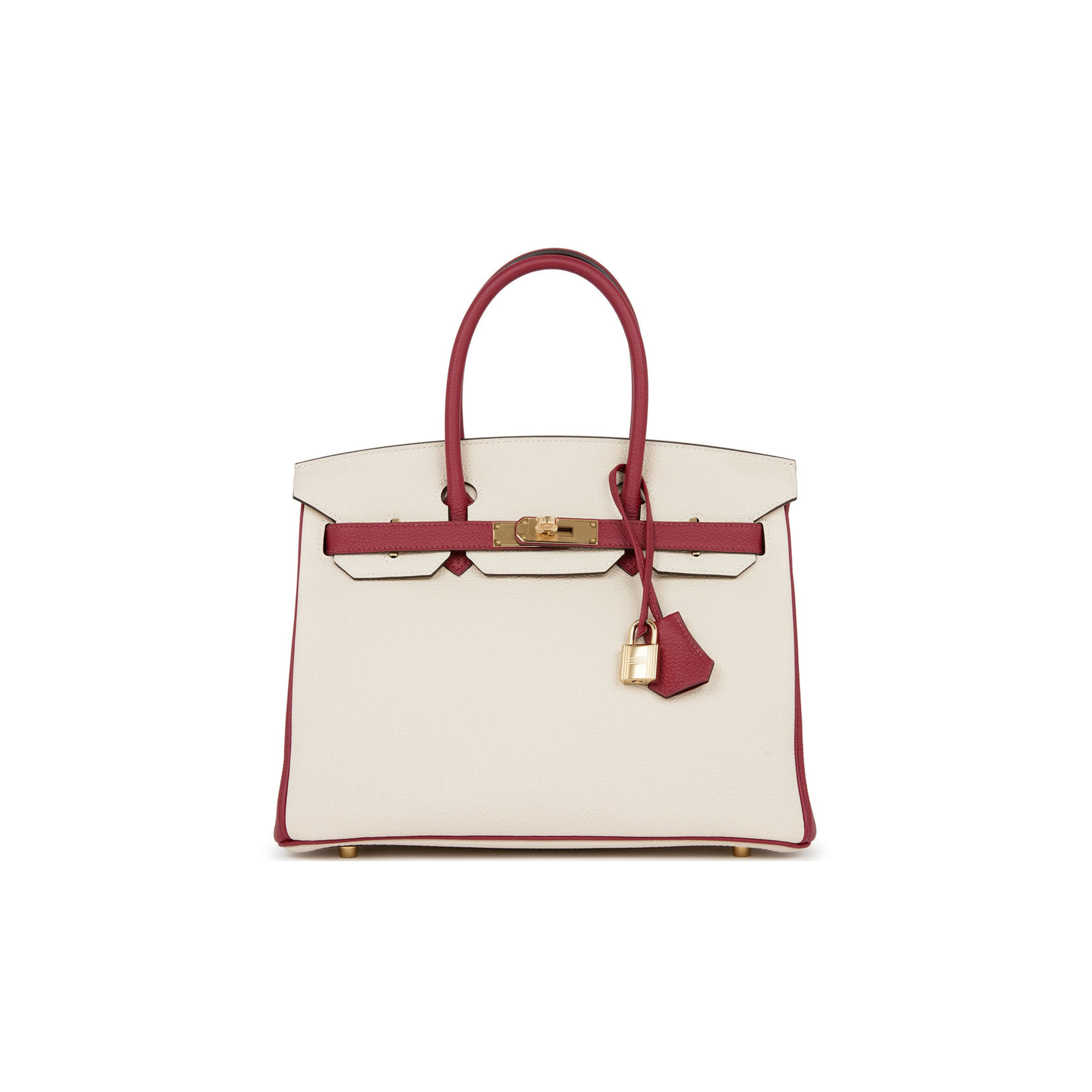 H**mes special order (hss) birkin 30 craie and rouge grenat togo permabrass hardware ( 30cm*22*16cm)