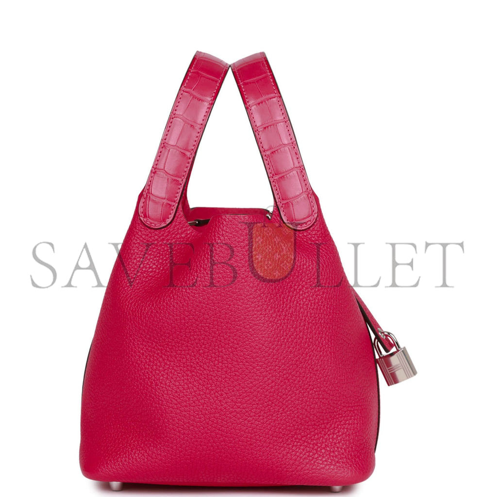 H**mes picotin lock 18 framboise clemence and matte alligator touch palladium hardware (18*13*18cm)