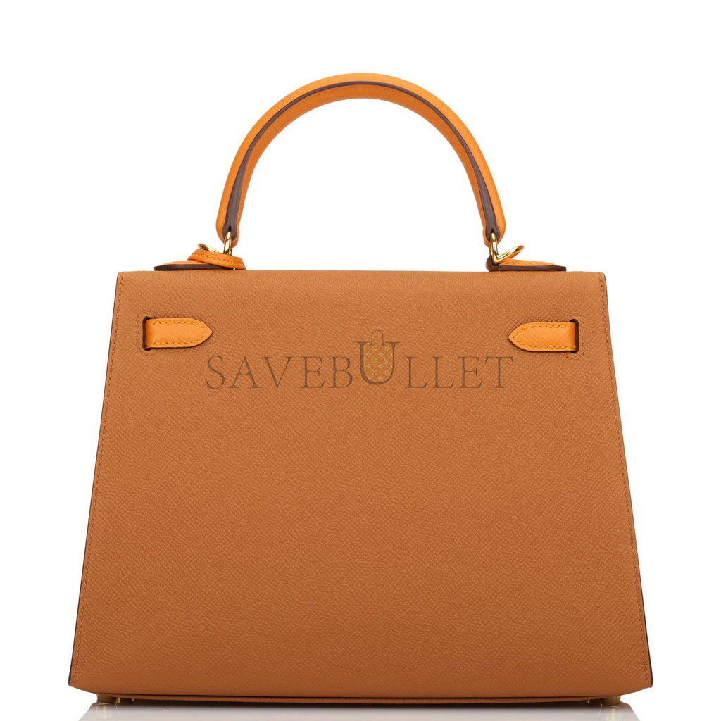 H**mes special order (hss) kelly sellier 25 gold and apricot epsom gold hardware handmade (25*17*7cm)