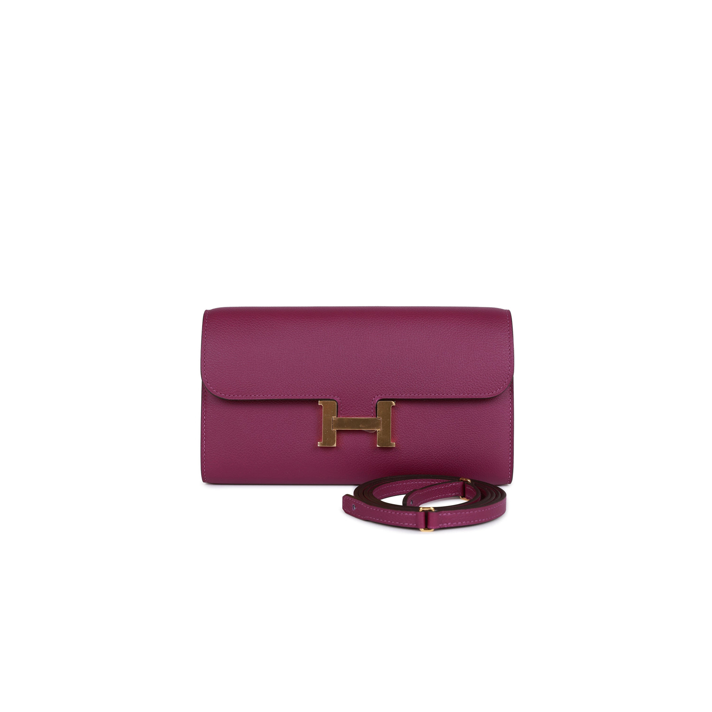 H**mes constance wallet to go anemone evercolor gold hardware (22*11cm)