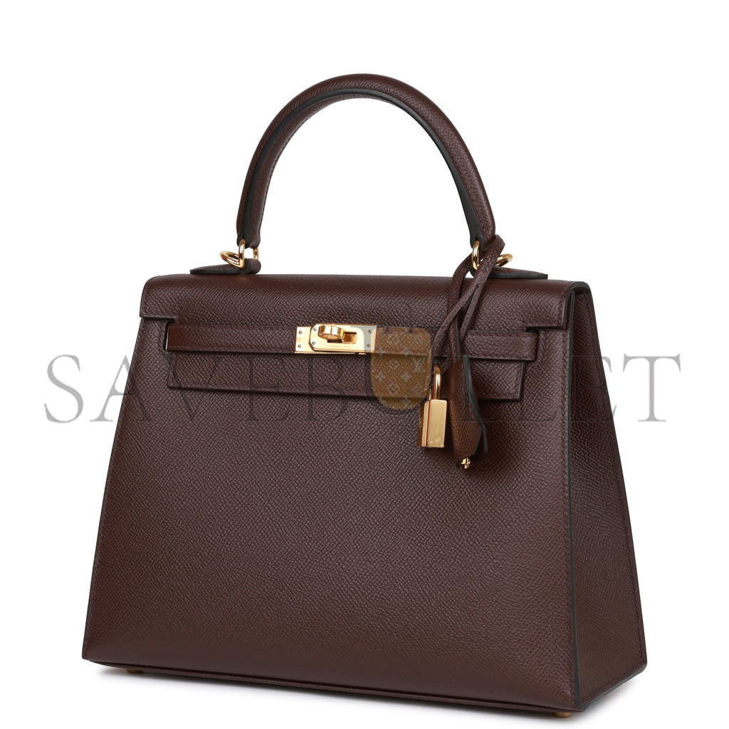 H**mes kelly sellier 25 rouge sellier epsom gold hardware handmade (25*17*7cm)