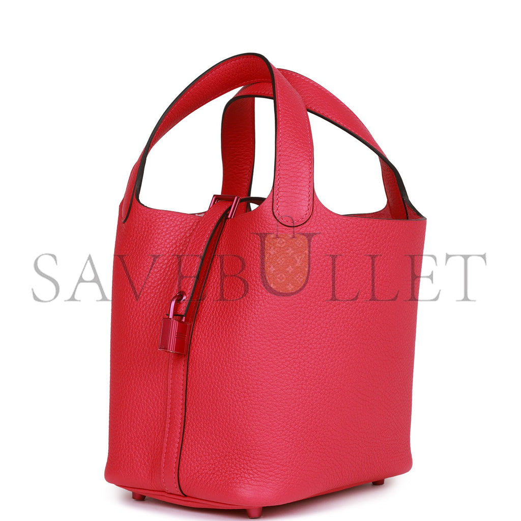 H**mes monochrome picotin 18 rose mexico clemence pink hardware (18*12*19cm)