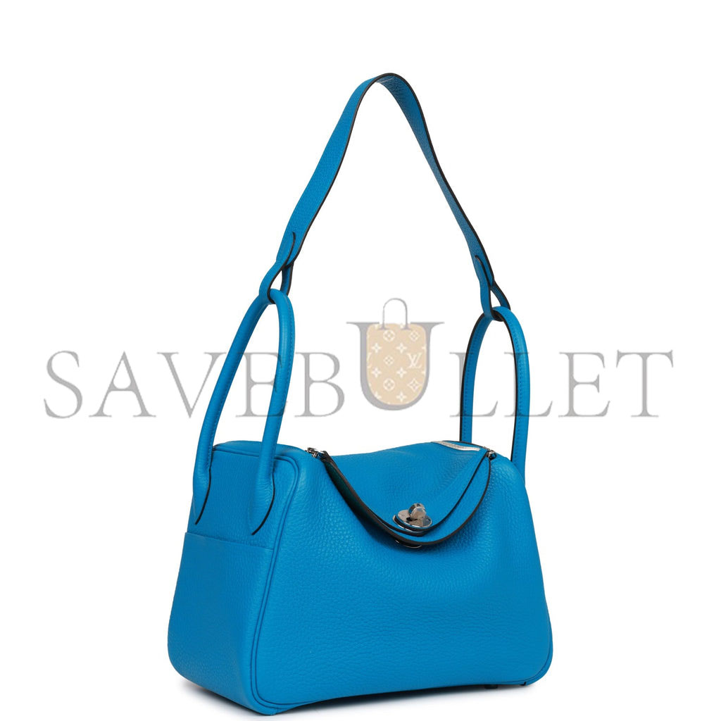 H**mes lindy 26 bleu zanzibar verso clemence palladium hardware(26*18*12cm)