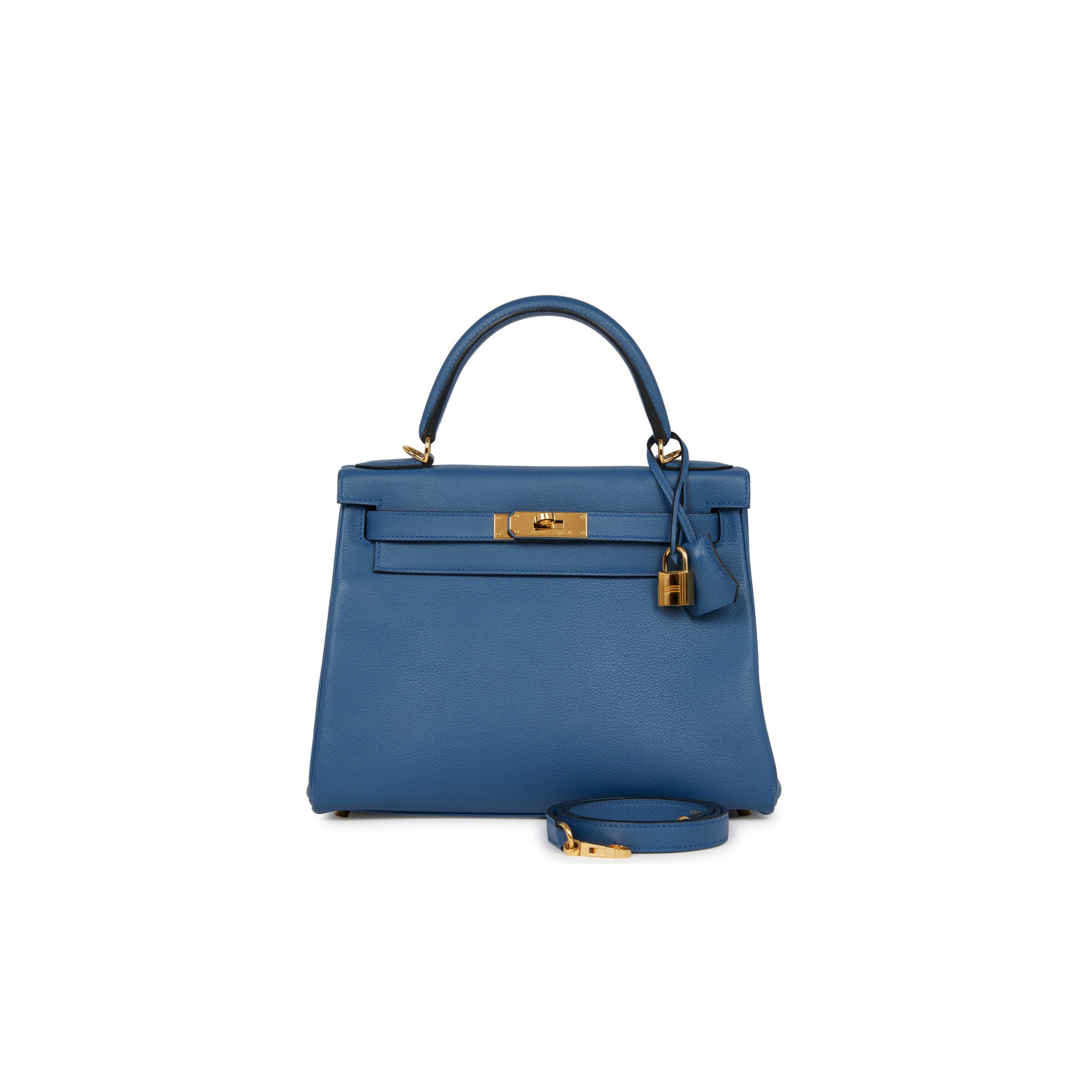 H**mes kelly retourne 28 bleu agate evercolor gold hardware (28*22*10cm)