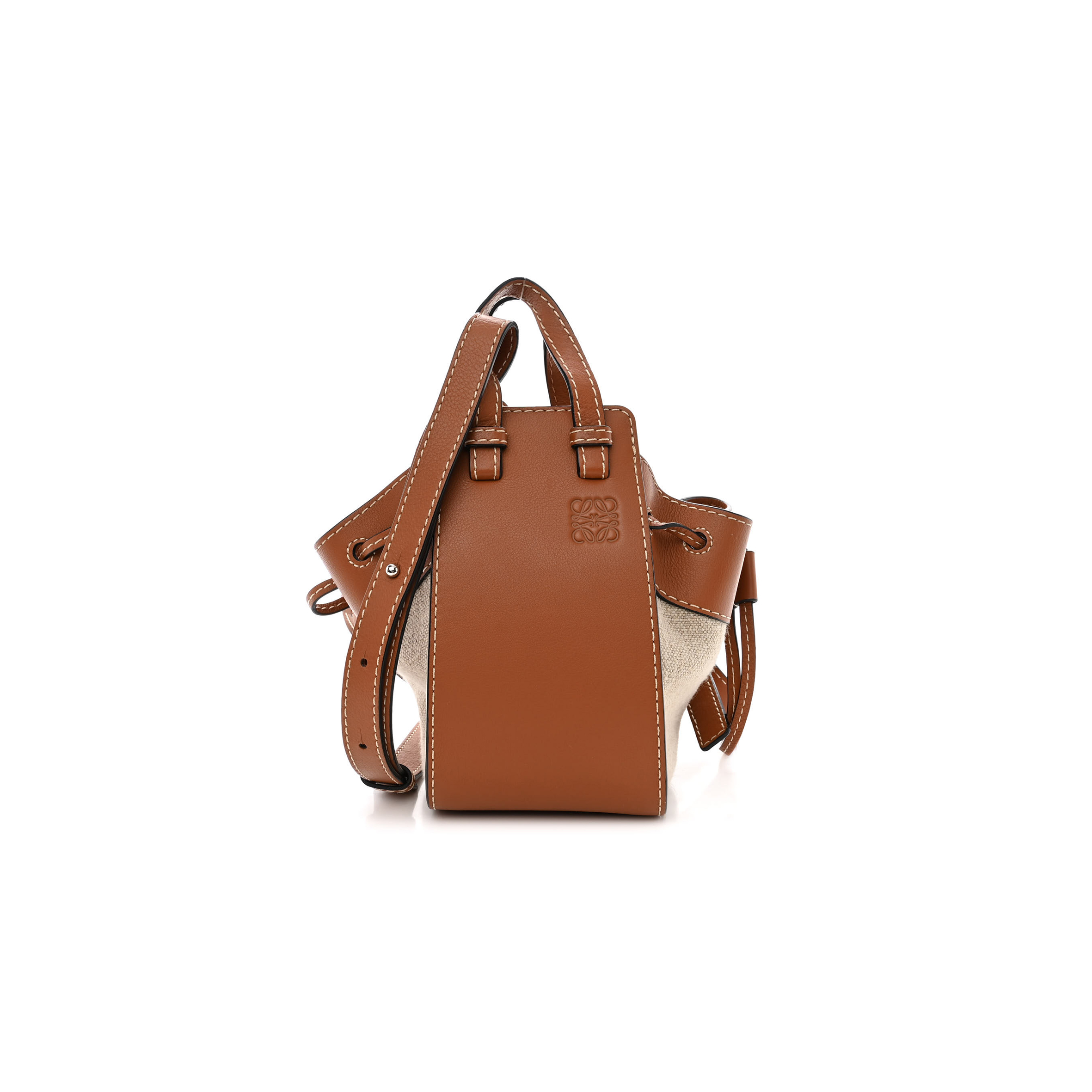 l*ew* calfskin canvas mini hammock shoulder bag natural tan (19*17*10cm)