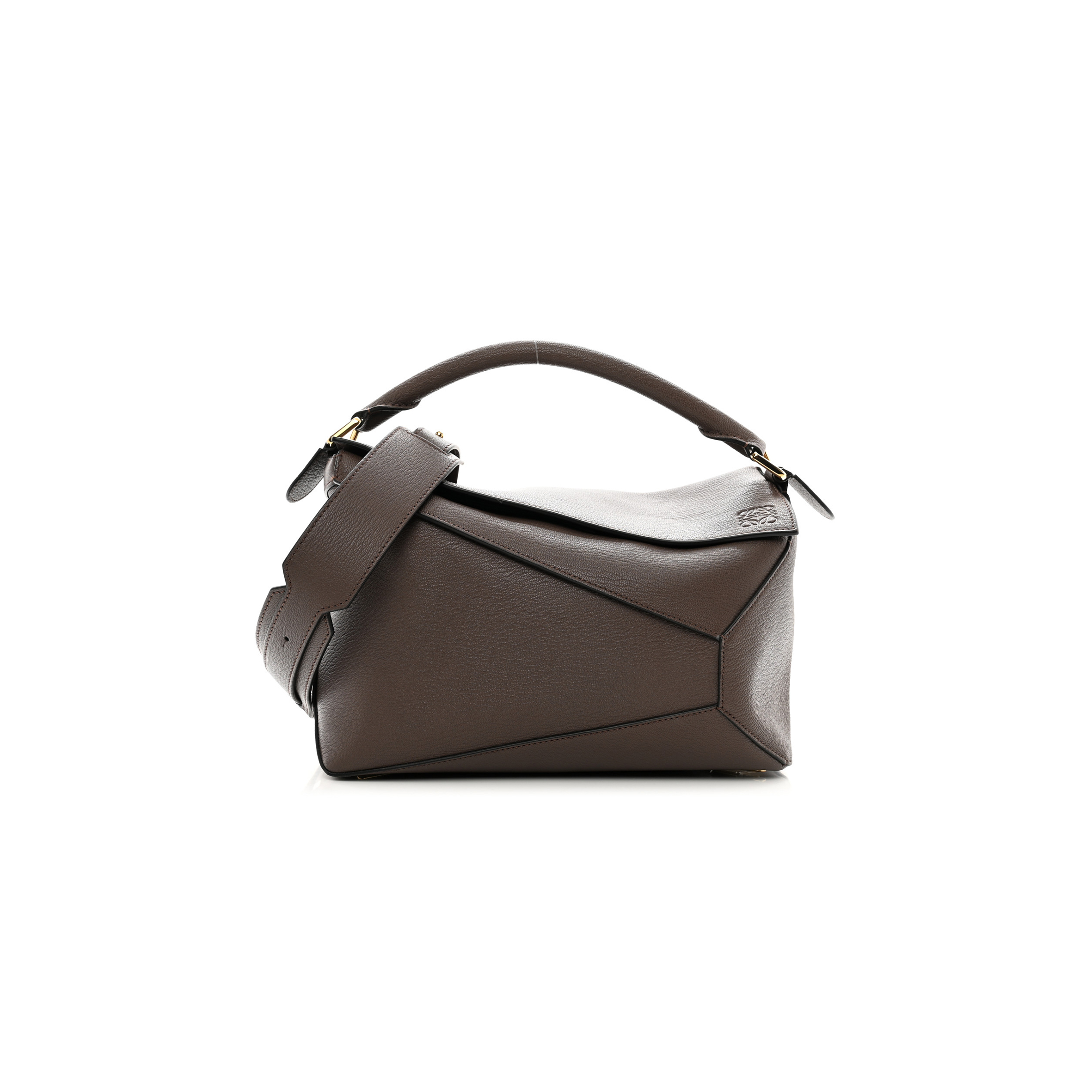 l*ew* goatskin medium puzzle edge bag taupe (29*19.5*14cm)